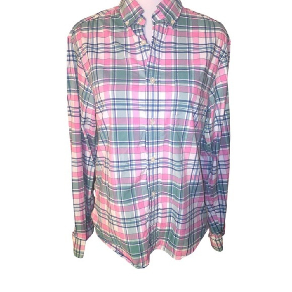 Vineyard Vines‎ Womens OTG Performance Plaid Button Down Shirt Pink Green Small